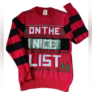 Well Worn Red and Black "On The Nice List" Kids Sweater